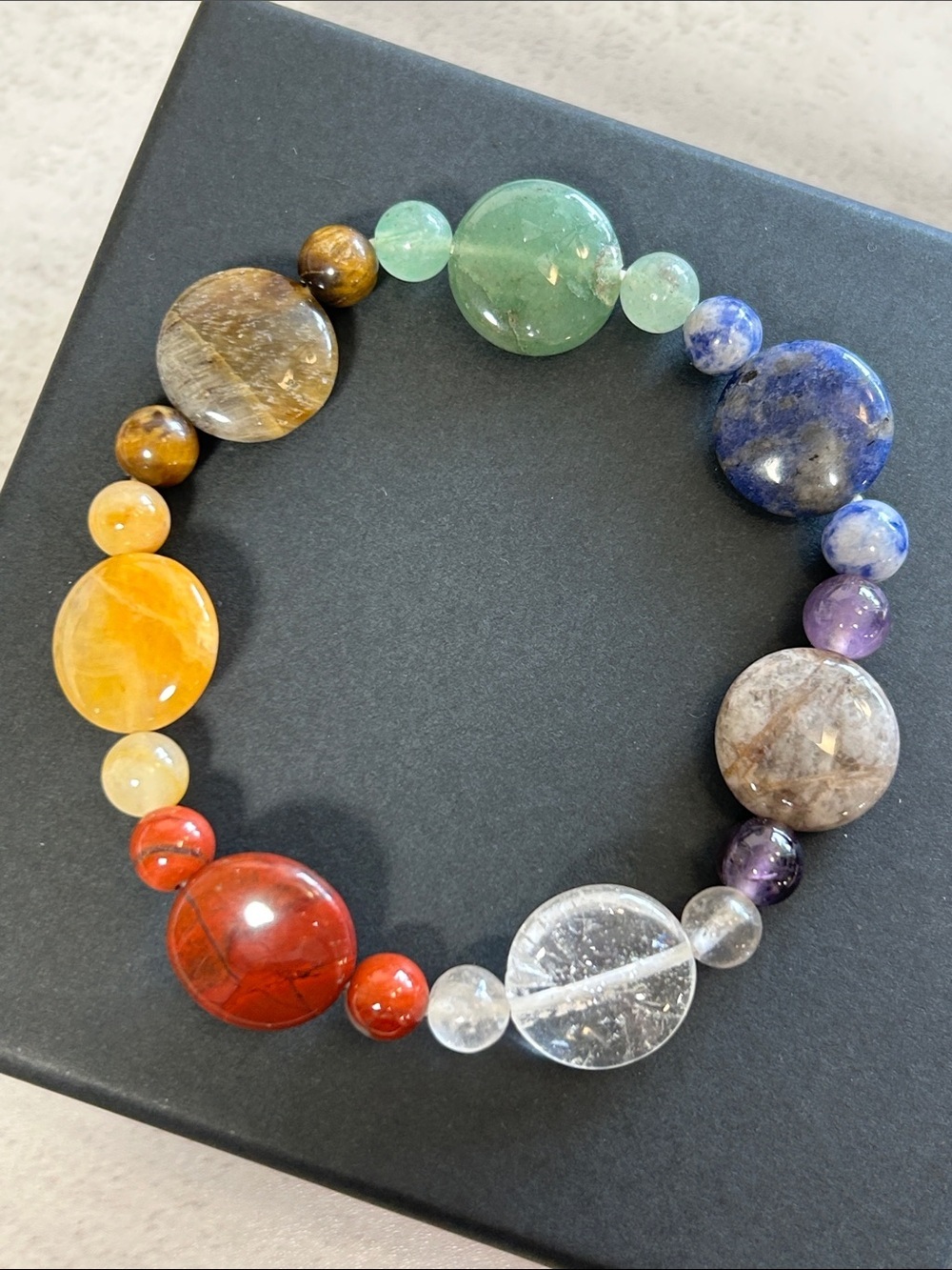 Multi-Gemstone Beaded Stretch Bracelet — Assorted Colors